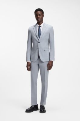 Extra-slim-fit suit in wool-blend poplin, Light Blue