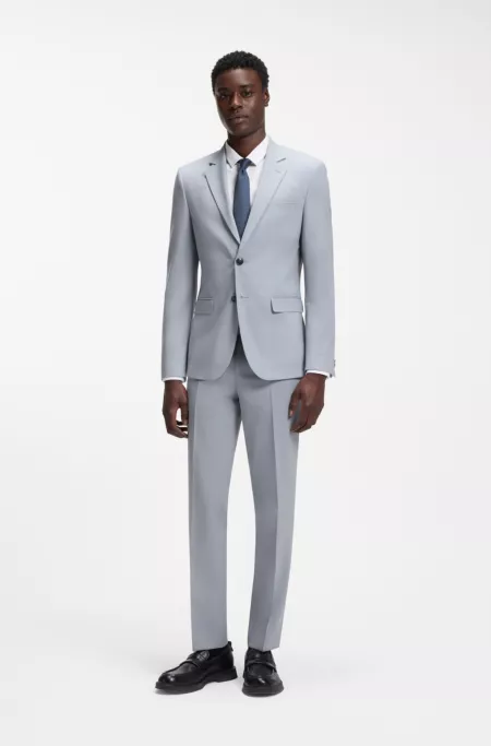 Extra-slim-fit suit in wool-blend poplin