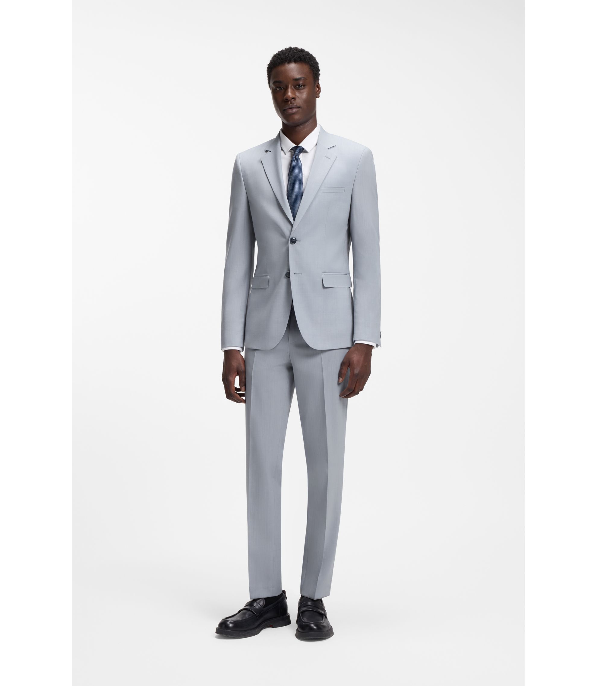 Extra Slim-Fit Popeline-Anzug aus Woll-Mix