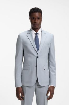 Extra-slim-fit-kostym av ullblandad poplin, Ljusbl&aring;