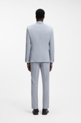 Extra slim-fit pak van een wolmix popeline, Lichtblauw
