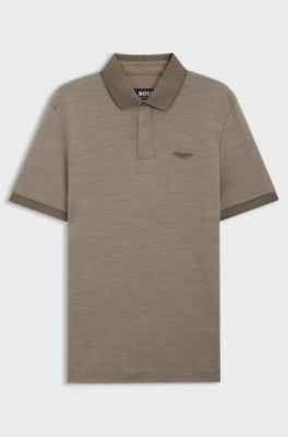 BOSS x ASTON MARTIN polo shirt in wool-cotton piqu&eacute;, Light Brown