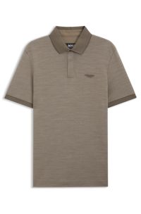 BOSS x ASTON MARTIN polo shirt in wool-cotton piqu&eacute;, Light Brown