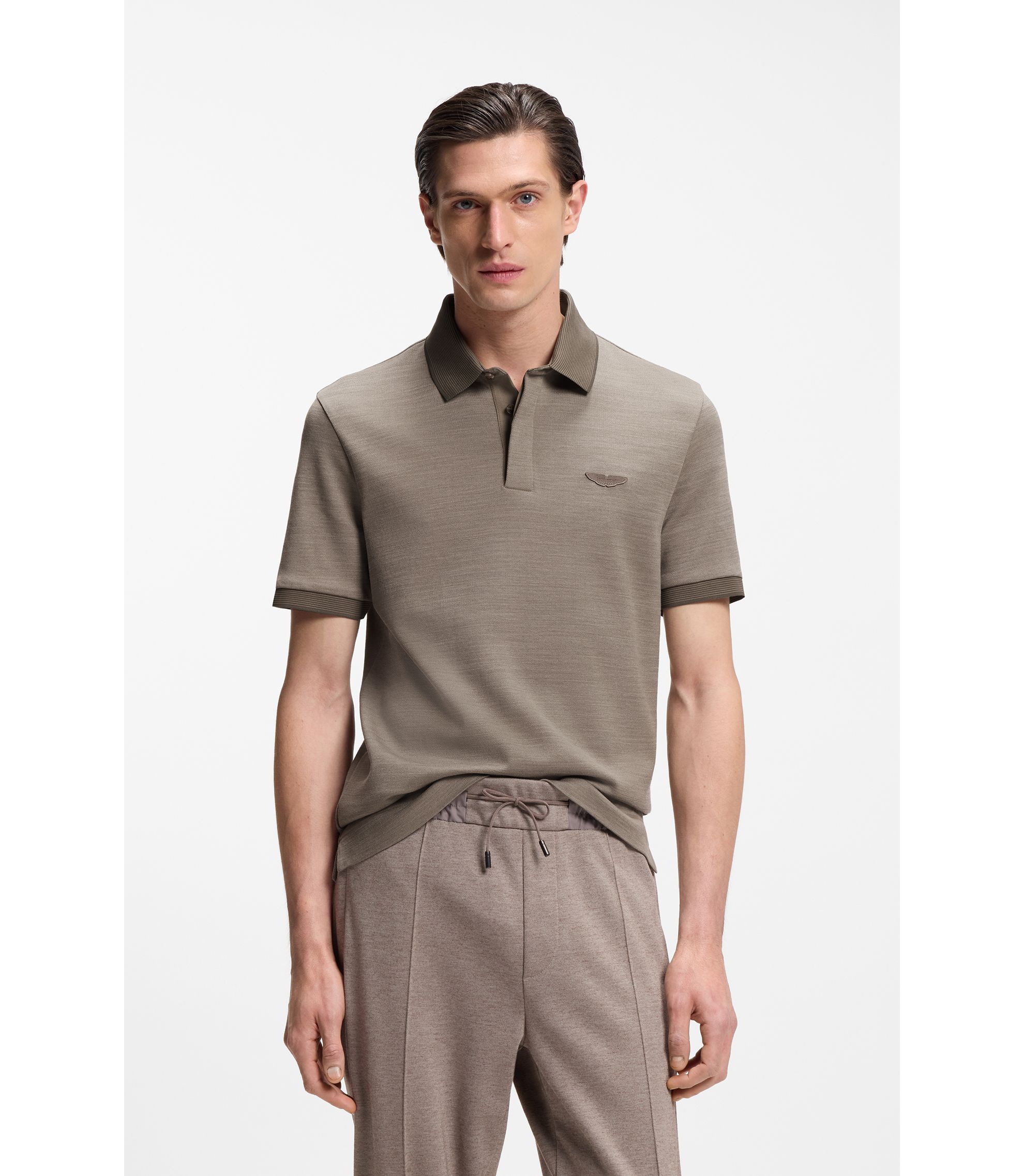 BOSS x ASTON MARTIN Poloshirt aus Wolle-Baumwoll-Piqué