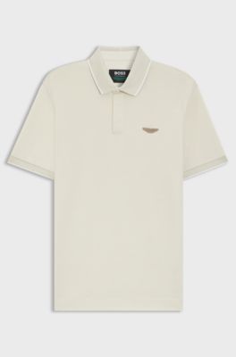BOSS x ASTON MARTIN polo shirt in wool-cotton piqu&eacute;, Natural