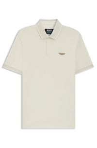 BOSS x ASTON MARTIN polo shirt in wool-cotton piqu&eacute;, Natural
