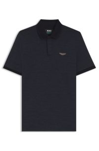BOSS x ASTON MARTIN polo shirt in wool-cotton piqu&eacute;, Dark Blue