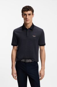 BOSS x ASTON MARTIN Polo in piqu&eacute; di mohair e cotone, Blu scuro