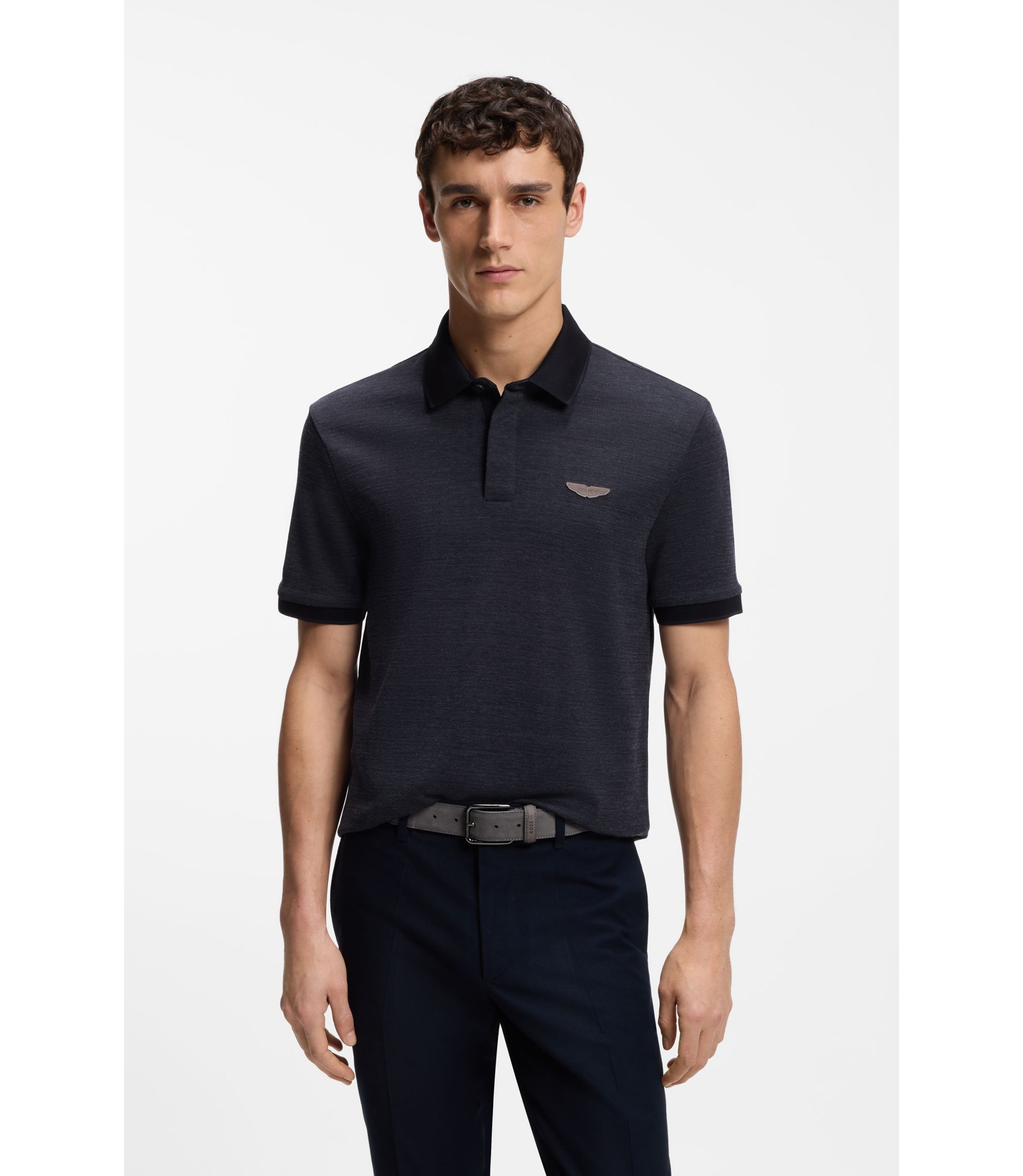 BOSS x ASTON MARTIN Poloshirt aus Wolle-Baumwoll-Piqué