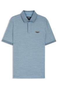BOSS x ASTON MARTIN polo shirt in wool-cotton piqu&eacute;, Light Blue
