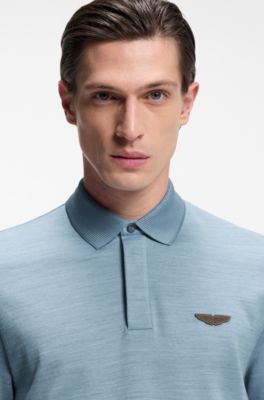 BOSS x ASTON MARTIN polo shirt in wool-cotton piqu&eacute;, Light Blue