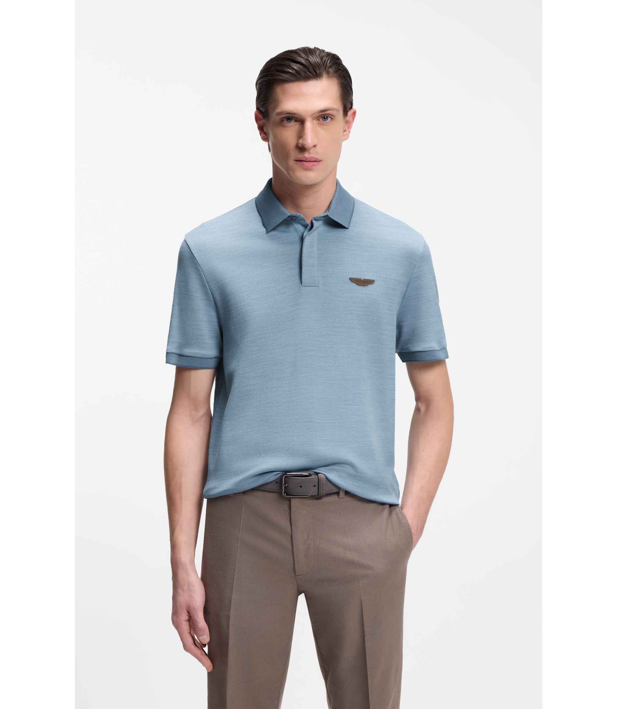 BOSS x ASTON MARTIN Poloshirt aus Wolle-Baumwoll-Piqué