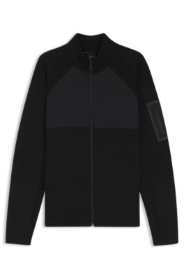 Knitted hybrid jacket with waffle fabric, Black
