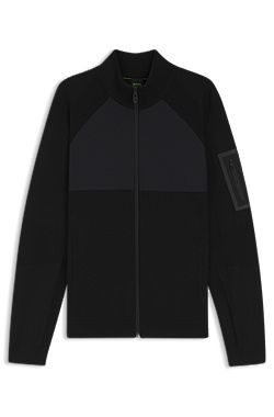 Knitted hybrid jacket with waffle fabric