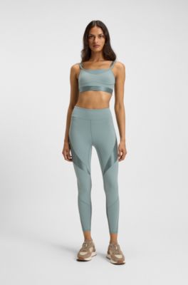 Actieve legging met inzetstukken van mesh, Lichtblauw