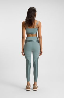 Active leggings with mesh inserts, Light Blue