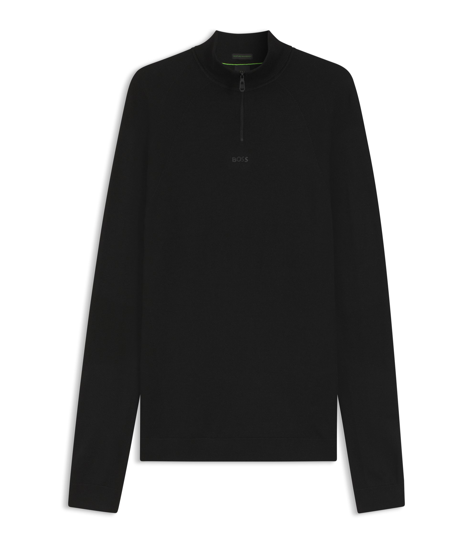 BOSS - Regular-fit sweater with zip neck - Black