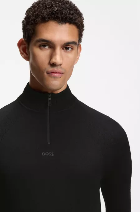 Regular-fit sweater with zip neck