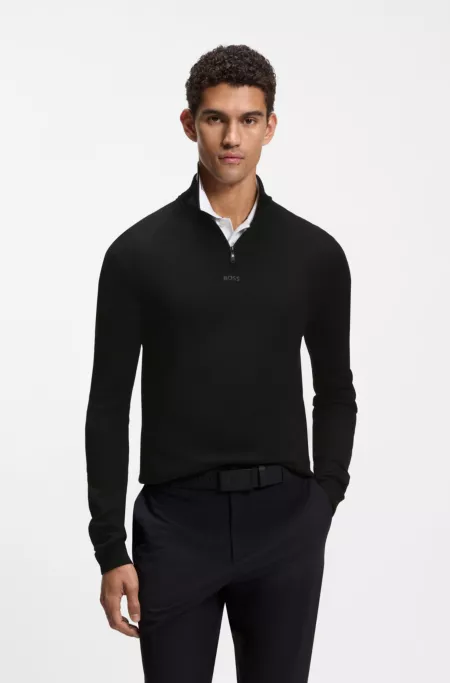 Regular-fit sweater with zip neck
