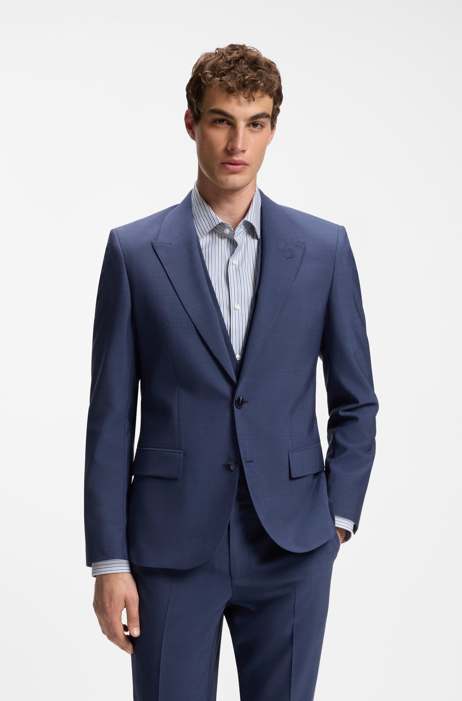 Hugo Three-piece slim-fit suit in wool-blend poplin kostymer herr – bild 2