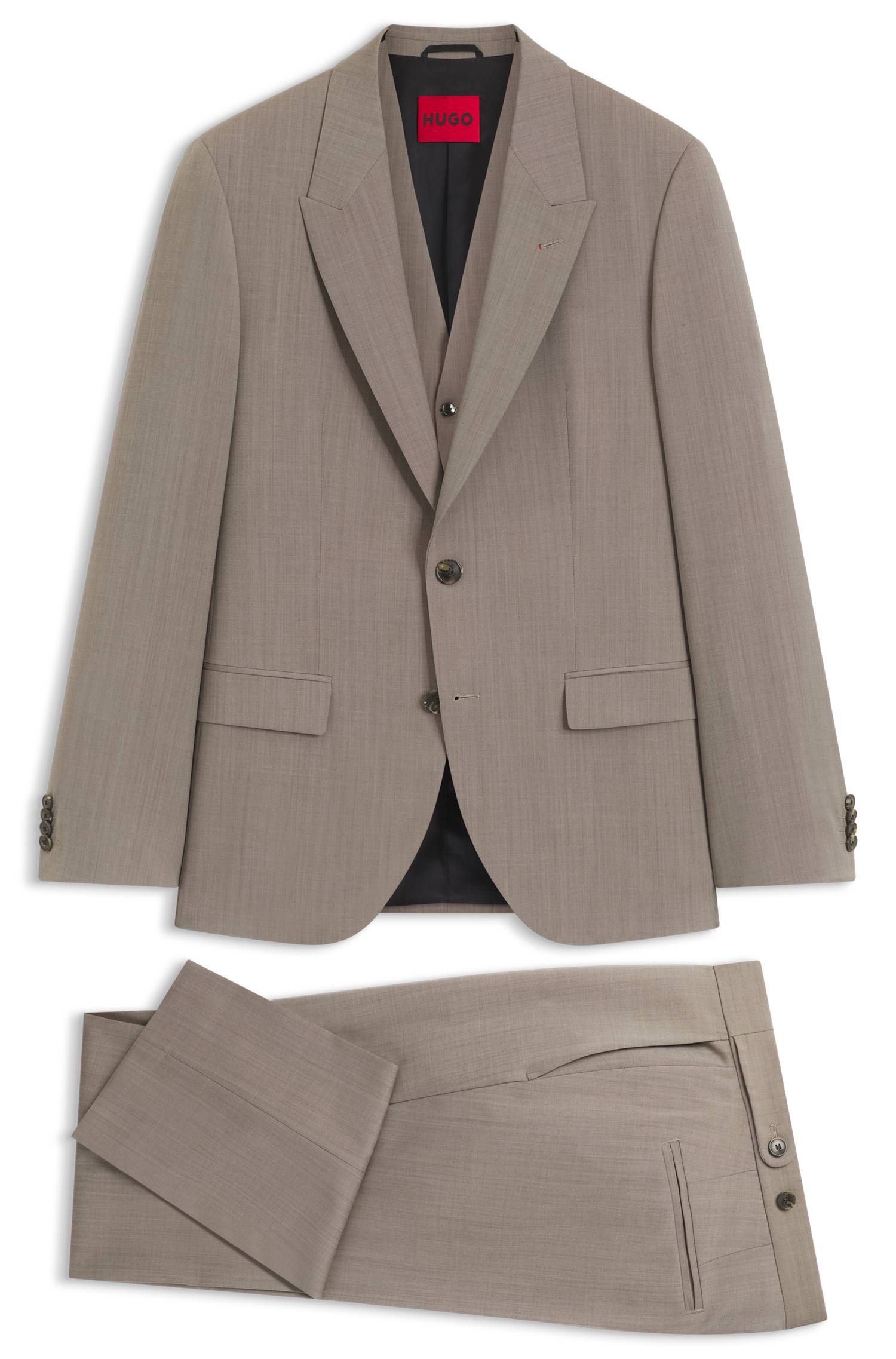 Hugo Three-piece slim-fit suit in wool-blend poplin kostymer herr – bild 4