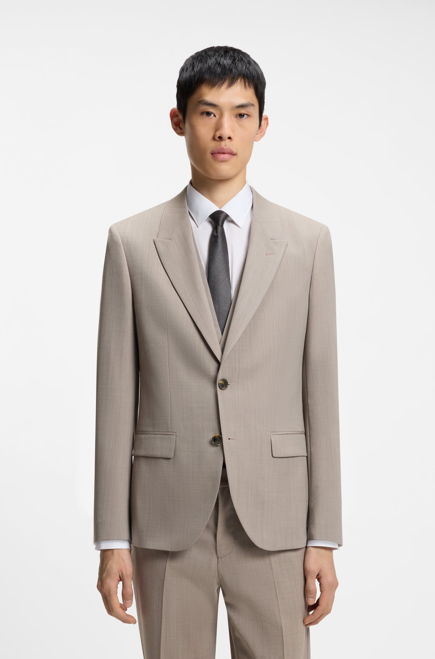 Hugo Three-piece slim-fit suit in wool-blend poplin kostymer herr – bild 2