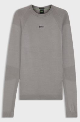 Seamless knitted sweater with logo detail, Light Grey