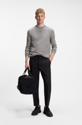 Seamless knitted sweater with logo detail, Light Grey