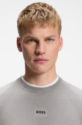 Seamless knitted sweater with logo detail, Light Grey