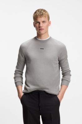 Seamless knitted sweater with logo detail, Light Grey