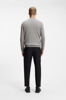 Seamless knitted sweater with logo detail, Light Grey