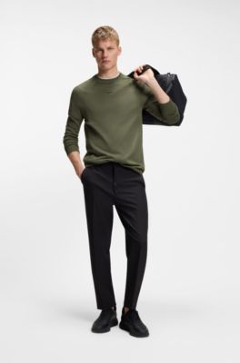 Seamless knitted sweater with logo detail, Khaki