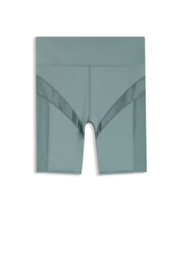 Active high-waisted cycling shorts with mesh inserts, Blue
