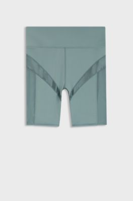 Active high-waisted cycling shorts with mesh inserts, Blue