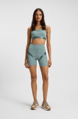 Active high-waisted cycling shorts with mesh inserts, Blue