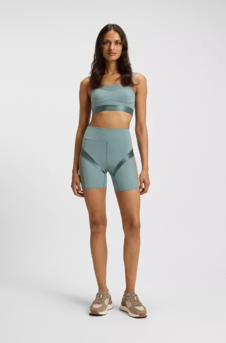 Active high-waisted cycling shorts with mesh inserts