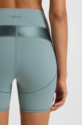 Active high-waisted cycling shorts with mesh inserts, Blue