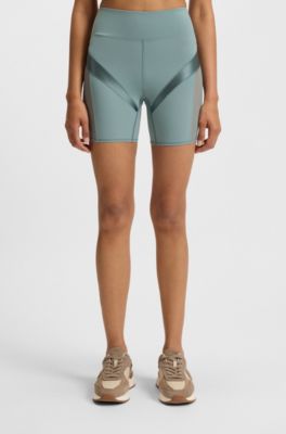 Shorts da ciclista attivi a vita alta con inserti in mesh, Blu