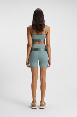 Active high-waisted cycling shorts with mesh inserts, Blue