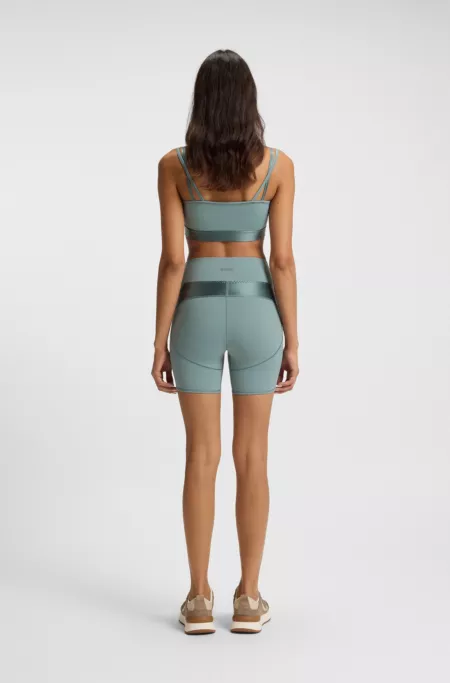 Active high-waisted cycling shorts with mesh inserts