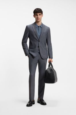 Extra-slim-fit suit jacket in wool-blend poplin, Dark Grey