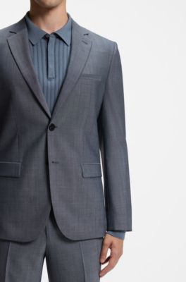 Extra-slim-fit suit jacket in wool-blend poplin, Dark Grey