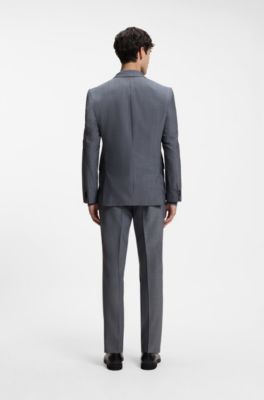 Extra-slim-fit virgin-wool-blend suit jacket, Dark Grey