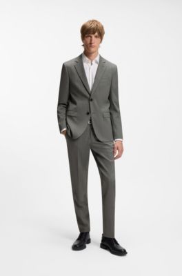 Extra-slim-fit suit jacket in wool-blend poplin, Grey