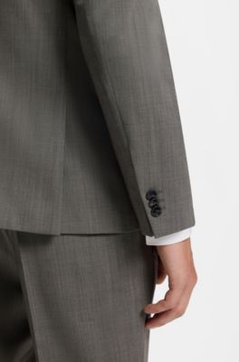Extra-slim-fit suit jacket in wool-blend poplin, Grey