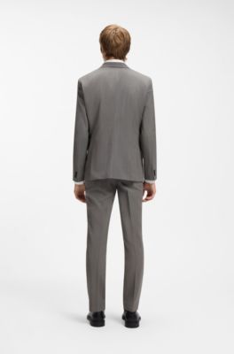 Extra-slim-fit suit jacket in wool-blend poplin, Grey