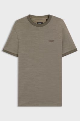 T-shirt em jacquard de l&atilde; e algod&atilde;o BOSS x ASTON MARTIN, Light Brown