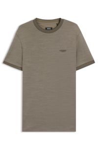BOSS x ASTON MARTIN T-shirt in wool-cotton jacquard, Light Brown