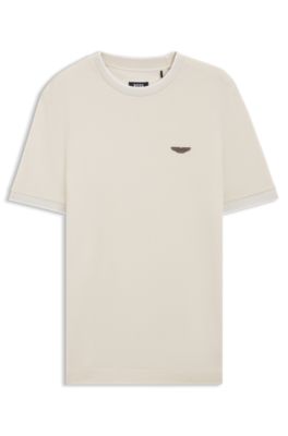 BOSS x ASTON MARTIN T-shirt in wool-cotton jacquard, Natural