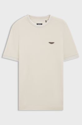 BOSS x ASTON MARTIN T-shirt in wool-cotton jacquard, Natural